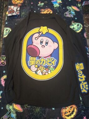 Kirby Black Graphic Long-Sleeve Shirt